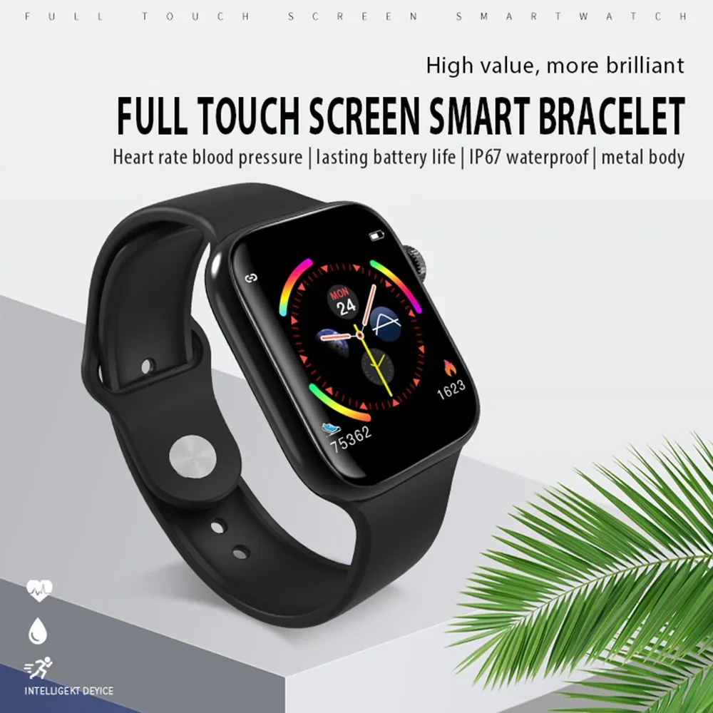

W4 Smart Watch Bluetooth Men's and Women's Music Camera Heart Rate Monitor Waterproof Sports Smart Bracelet for IOS Android