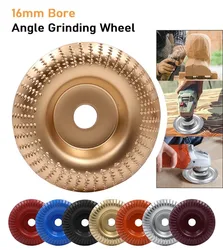 Disque de meulage d'angle en bois rond, disque abrasif, revêtement en carbure, alésage 16mm, mise en forme, ponçage, outils rotatifs de sculpture 