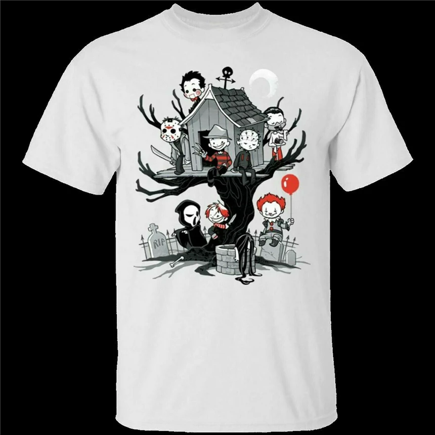 

Horror Killers Friend Halloween Black T-Shirt Freddy Krueger Friday The 13Th Custom Printed Tee Shirt