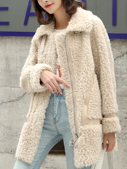 

Sheep Quality Fashion High Shearing Coat 100% Wool Female Jacket Soft Warm Wool Women's Fur Coat Women's Clothing Casaco Zjt371