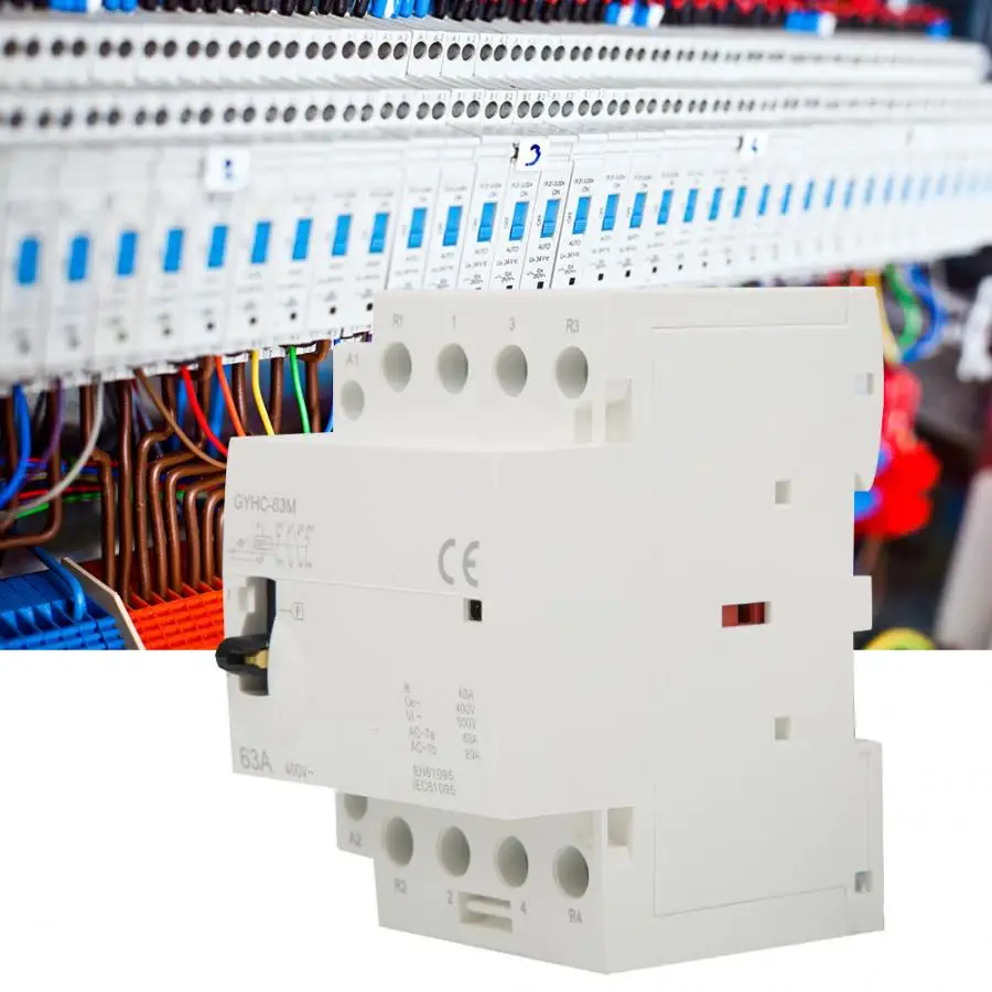 

4P Manual AC Contactor 63A 220V 50Hz DIN Rail Household Contactor with Manual Control Switch 4NO 2NO 2NC
