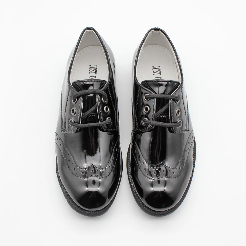 Baby Boys Kids Patent Formal Black Brogue Oxford Wedding Prom Boys Smart  Shoes Laces Wedding Party Shoes
