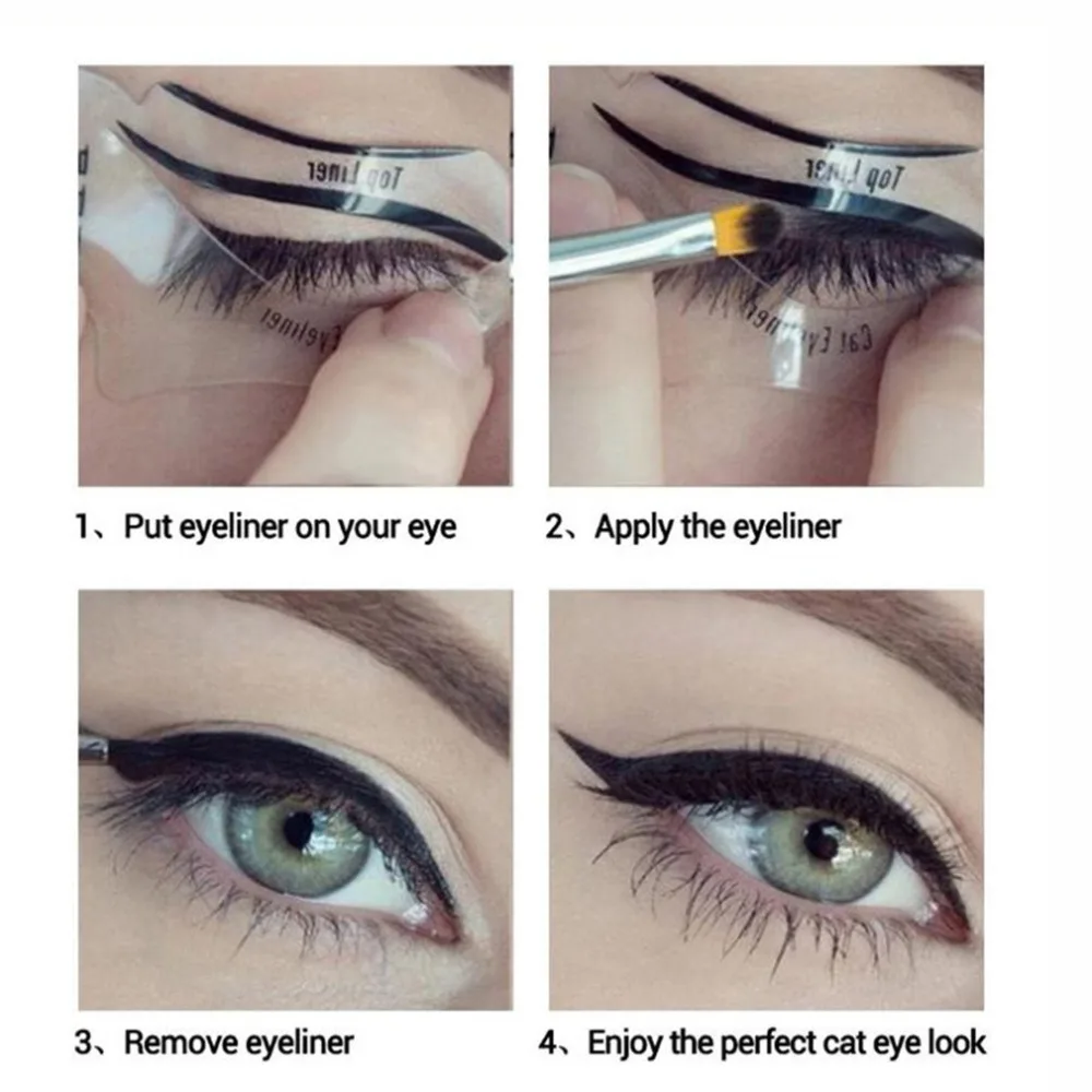 

Eyeliner Stencil Top Bottom Smokey & Cat Eye Liner Template Makeup Tool