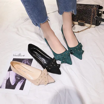 

2019 spring new high heel net red small fresh girl high heel stiletto wild autumn and winter black pointed single shoes
