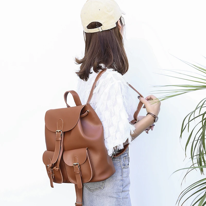 RURU рюкзак из натуральной кожи с изображением обезьяны, вместительные мягкие сумки на молнии, женские рюкзаки, одноцветные дорожные сумки, женская сумка