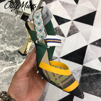 

Pumps Sexy Mesh Air Buckle Strap Women High Heels Luxury Design Strange Heels Party Dress Shoes Women