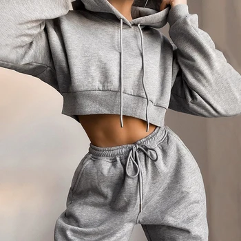 

Autumn Leisure Jogging Suit Women Hoodies Sweatshirts And Pocket Long Pants 2 Piece Set Casual Sport Tracksuit Suit Female D30