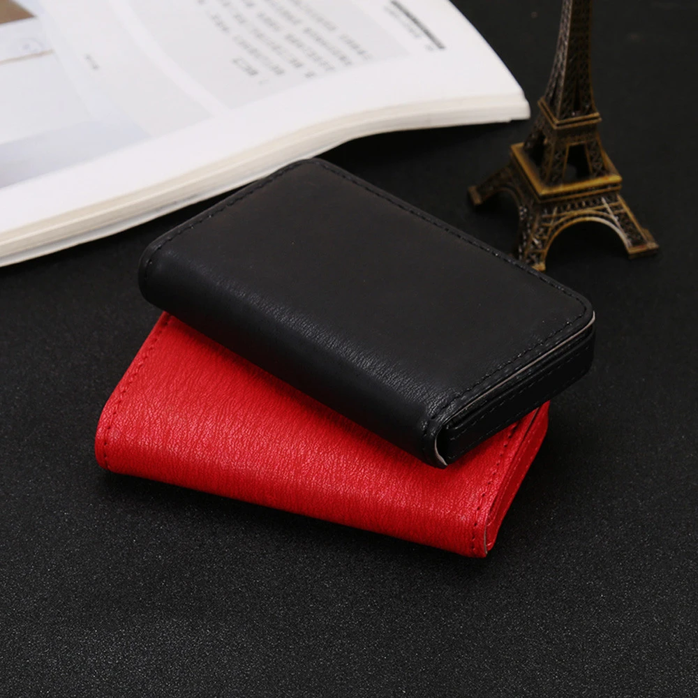 New Men Money Clip Card Holder Protector Leather Wallet Card Holder Pop-up Anti-theft Bank PU Business Cards Case Woman 812
