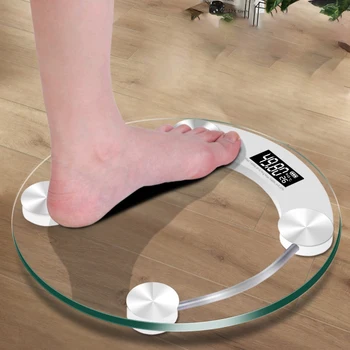 

Tempered Glass Electronic Weight Scale 150KG Bathroom Gym Smart Scale LCD Display Body Weighing Electronic Scale-White