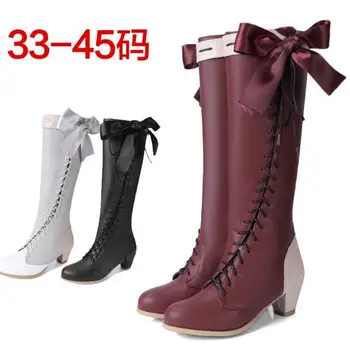 

3 Colors Japanese Anime Violet Evergarden Shoes Boot Cosplay Women Shoes High-heel Quality Shoes Size 36-45 Violet Evergarden
