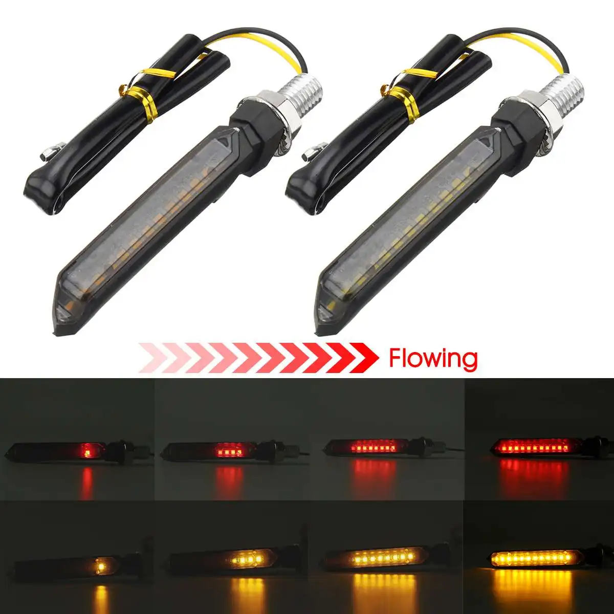 

Hot Sale 2/4pcs Universal Motorcycle Flowing Water LED Turn Signal Light Indicator Blinker Amber Red For Honda/Yamaha/Suzuki/BMW