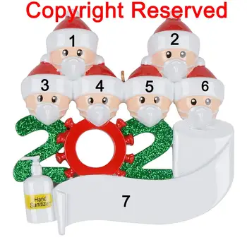 

2020 Quarantine Christmas Birthdays Party Decoration Gift Product Personalized Family Of 6 Ornament, Pandemic -Social Distancing