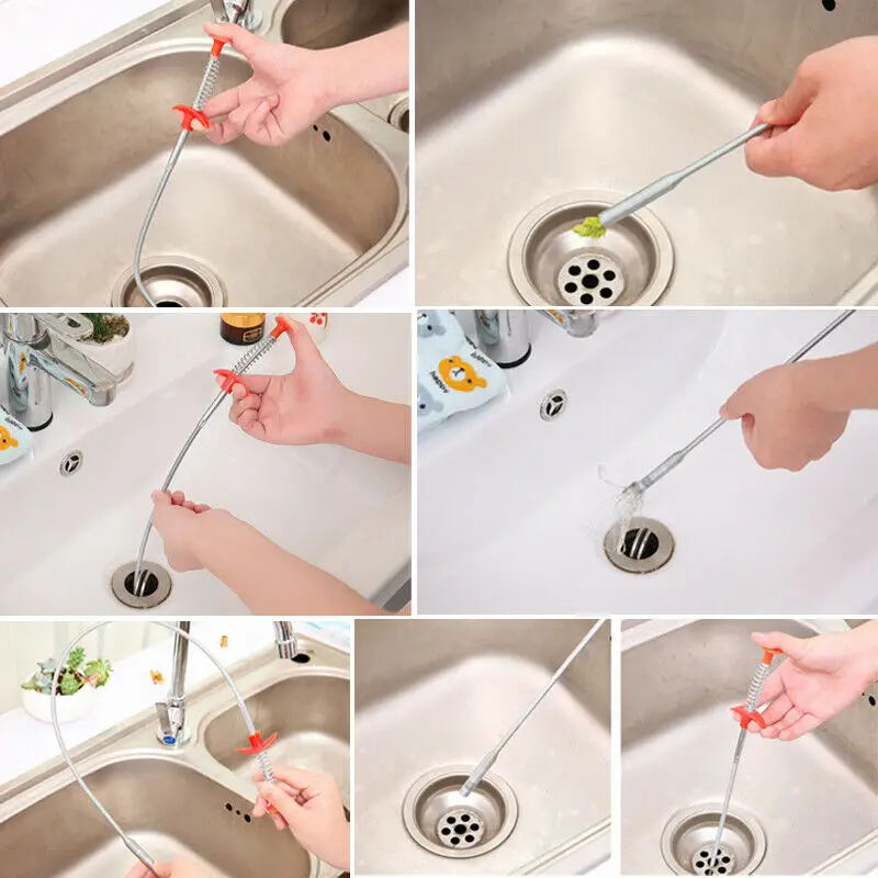 Модный популярный и практичный кухонный пружинный трубный крючок для очистки раковины канализационного устройства дноуглубления ванной комнаты