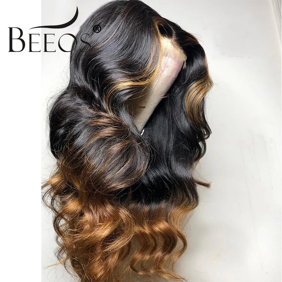 Beeos 13x6 глубокий часть Синтетические волосы на кружеве парики из натуральных волос на кружевной основе 180% бразильские человеческие волнистые волосы Remy человеческие волосы предварительно выщипанные волосы с детскими волосами