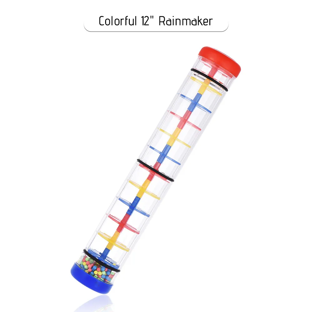 Colorful 12" Rainmaker Rain Stick Musical Instrument Toy for Toddler Kids Games KTV Party