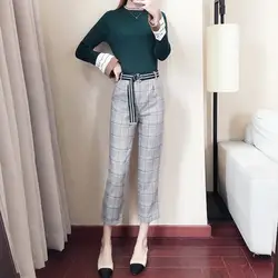 2019 осенне-зимний Новый стильный женский элегантный свитер в Корейском стиле с рукавами-колокольчиками брюки-карандаш комплект из двух
