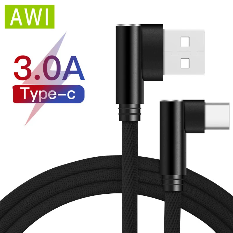Кабель USB C проводной кабель для передачи данных Lenovo ZUK Z1 Z2 Type 90 градусов Samsung S8 S9 a7