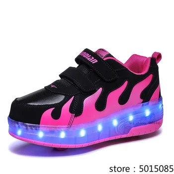 

Kids Boys Girls USB Charging Led Light Roller Skate Shoes for Children Up Heelies Two Wheels Luminous Sneakers