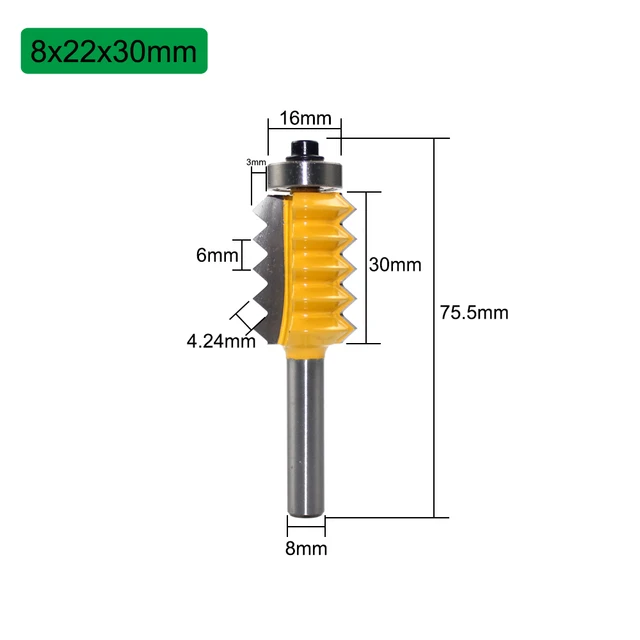 8mm Shank Finger Joint Glue Milling Cutter Raised panel V joint Router Bits for Wood Tenon Woodwork Cone Tenoning Bit C08-247 8x30mm