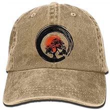 Бонсай дерево японская каллиграфия восходящее солнце дзен Регулируемая хлопковая шляпа