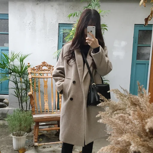 New Women Woolen coat Warm Long Sleeve Turn-down Collar Outwear Jacket Ladies Autumn Winter Elegant Overcoat DA524 | Женская одежда