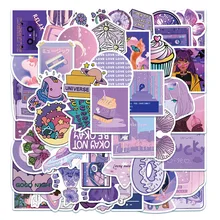 Autocollant de Graffiti ciel étoilé violet en PVC, étiquette flocons, accessoire esthétique de Scrapbooking, pour téléphone enfant, pour carnet de notes, 50 pièces