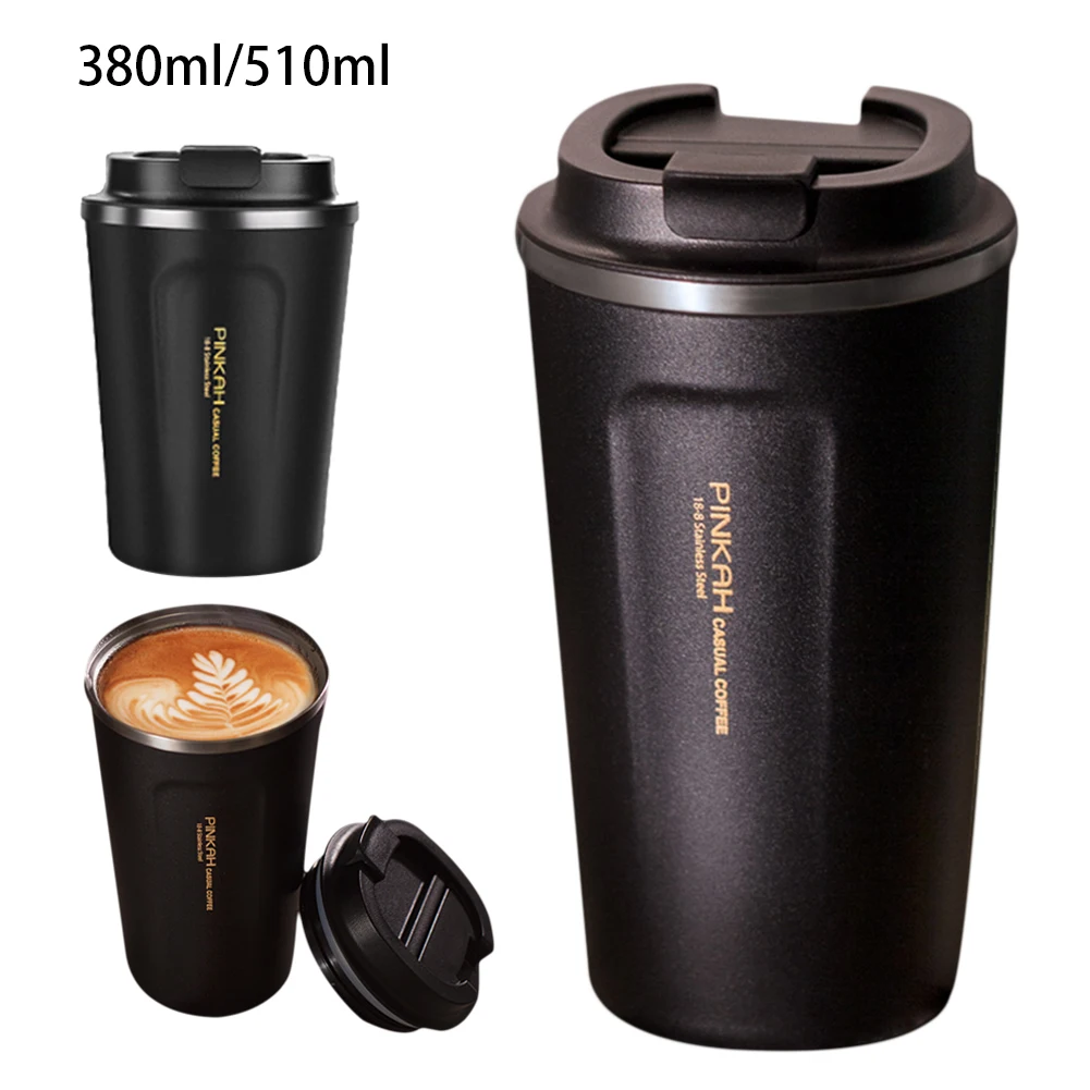 Thermocup 304 Stainless Steel Coffee Mug Thickened Water Bottle Vacuum Flasks Thermo Cup with Lid for Birthday Gift 380/500ml | Дом и сад