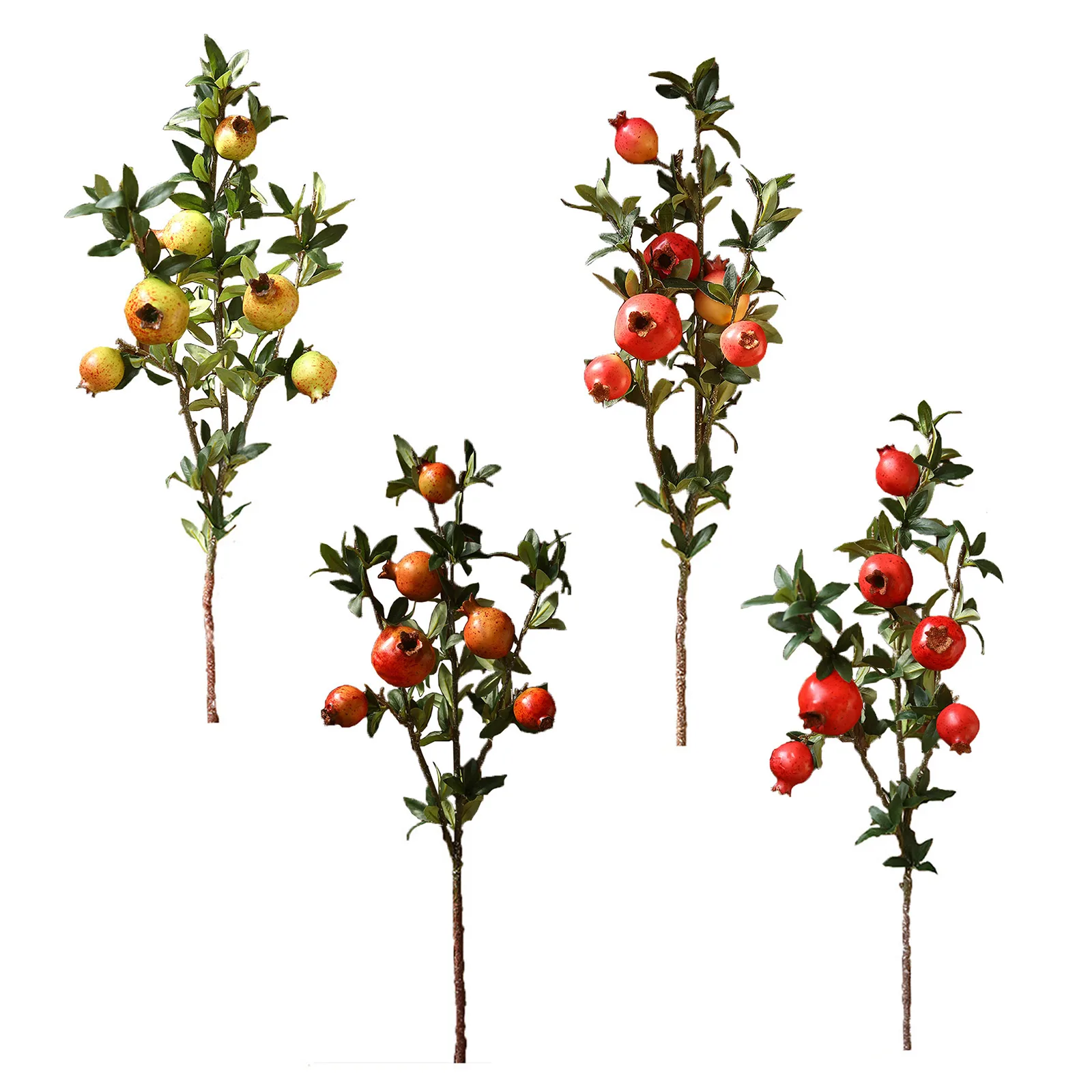 80cm 6 Head Artificial Pomegranate Branch Foam Simulation Fruit Fake Berries Home Wedding Vase Decoration Photograph Prop