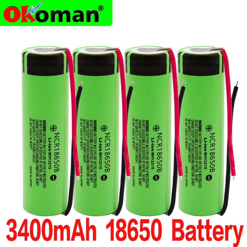 100% nueva batería recargable de litio Original NCR18650B 3,7 v 3400mah 18650 para baterías de linterna wish diy wire|Baterías recargables| - AliExpress