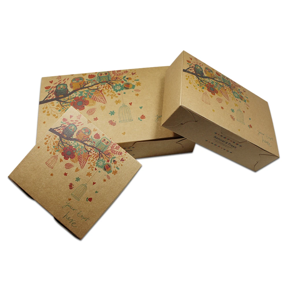 

25 Pieces Brown Party Gift Storage Kraft Paper Box With Printing Wedding Birthday Favor Craft Candy Grocery Food Package Boxes