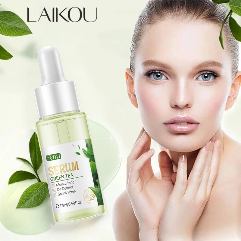 

LAIKOU Green Tea Face Serum Oil-control Anti-Aging Shrink Pores Acne Treatment Whitening Moisturizing Tea Tree Essence Skin Care