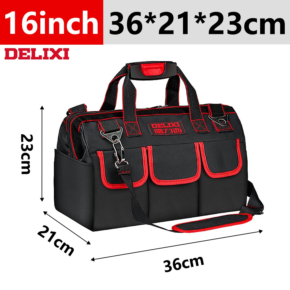 small tool chest DELIXI 13 16 Inch  Tool Bag Multi-Function Electrician Bag 1680D Oxford Cloth  Waterproof Tool Strong Storage Large Bags Toolkit heavy duty tool bag Tool Storage Items