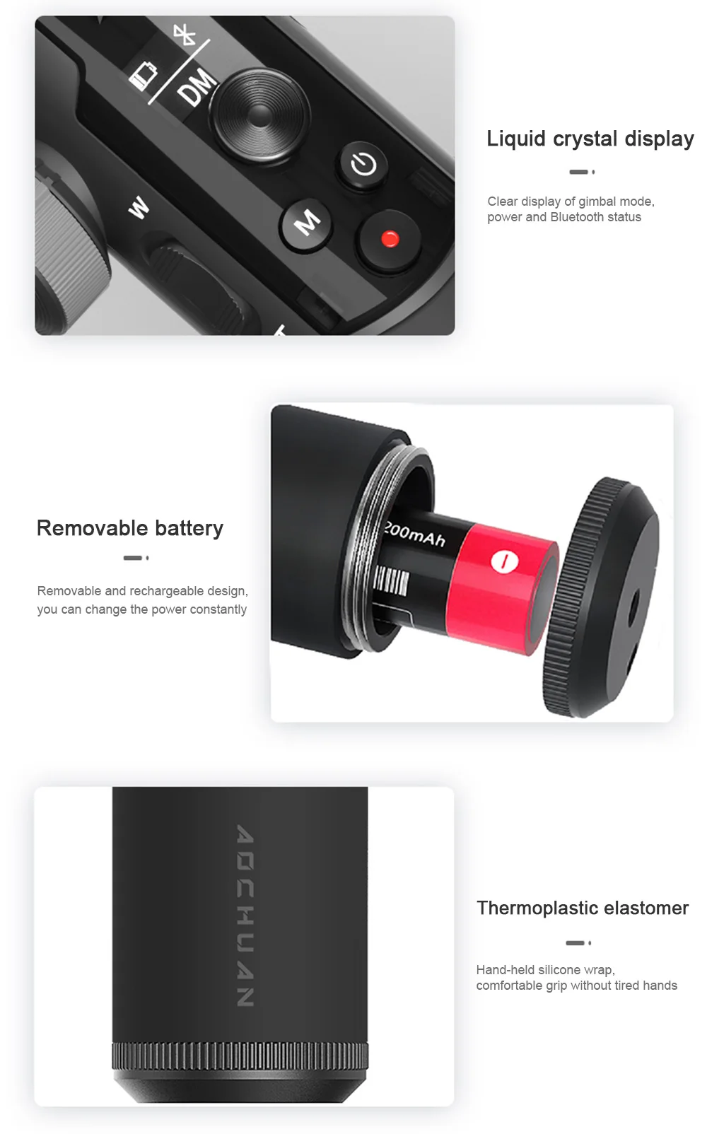 Aochuan smart xr 3-axis handheld smartphones cardan