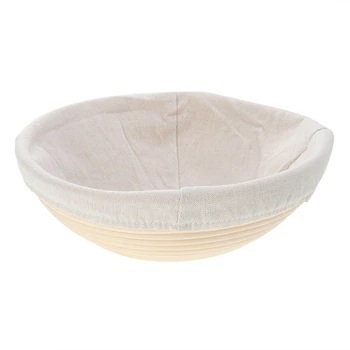 

Round Banneton Proofing Basket Set - Brot Form Unbleached Natural Cane Bread Baking Kit with Cloth Liner