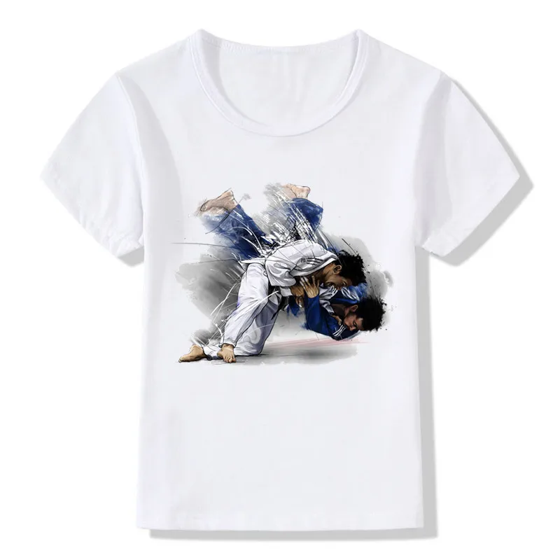 

Boy and Girl Evolution Of A judo Design T-shirts Children Judo Top Tees Baby T shirt Summer Casual Soft White Tee Shirt