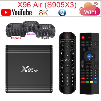 

s905x3 X96 Air Android android tv box USB3.0 2.4G/5G WiFi Netflix Youtube support Europe iptv Spain subscription android tv box