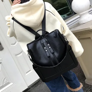 

Fashion Backpack Women's Fashion Korean-style Backpack Soft Leather PU Casual Students Mommy School Bag Bag 2020