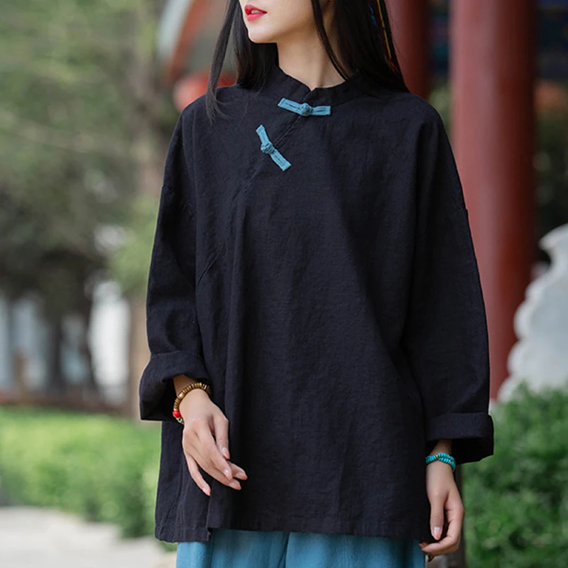 Рубашка в китайском стиле с длинными рукавами - 3 цвета 3