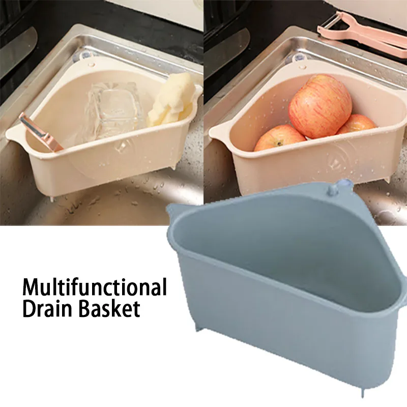 Colador Triangular multifuncional para fregadero de cocina y baño escurridor de ventosa para escurridor de esquina, soporte para esponja, filtro para fregadero de herramientas