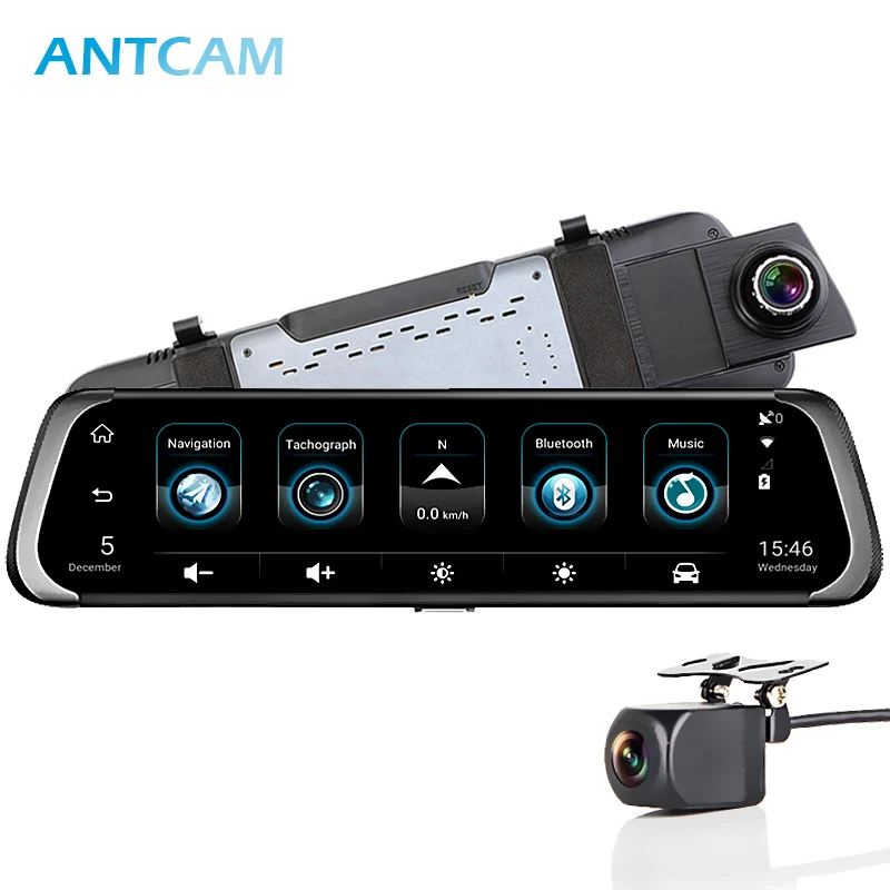Antcam 4G Android 1" Автомобильная зеркальная видеокамера gps навигация ADAS FHD 1080P два видеорегистратора зеркало заднего вида WiFi автомобильный видеорегистратор