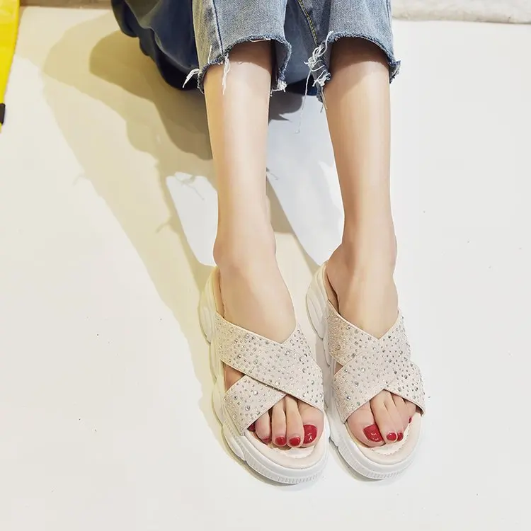 

C1 Online Celebrity Slipper Anti-slip Wear-Resistant Outsole Bear Bottom Beach Lazy Slippers Summer Women's Home Comfortable WOM