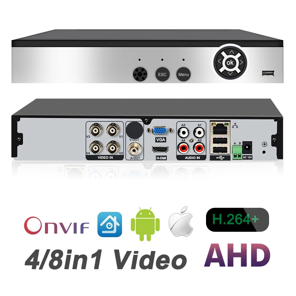 

AHDM DVR 4CH/8CH IP Camera H.264 Video Recorder For AHD Camera IP Camera Analog Camera EU US UK AU Plug