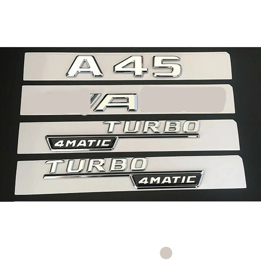 Shiny silver Хром Багажник крыло эмблемы значки для Mercedes Benz W176 A45 Для AMG TURBO 4matic - Цвет: Shiny silver