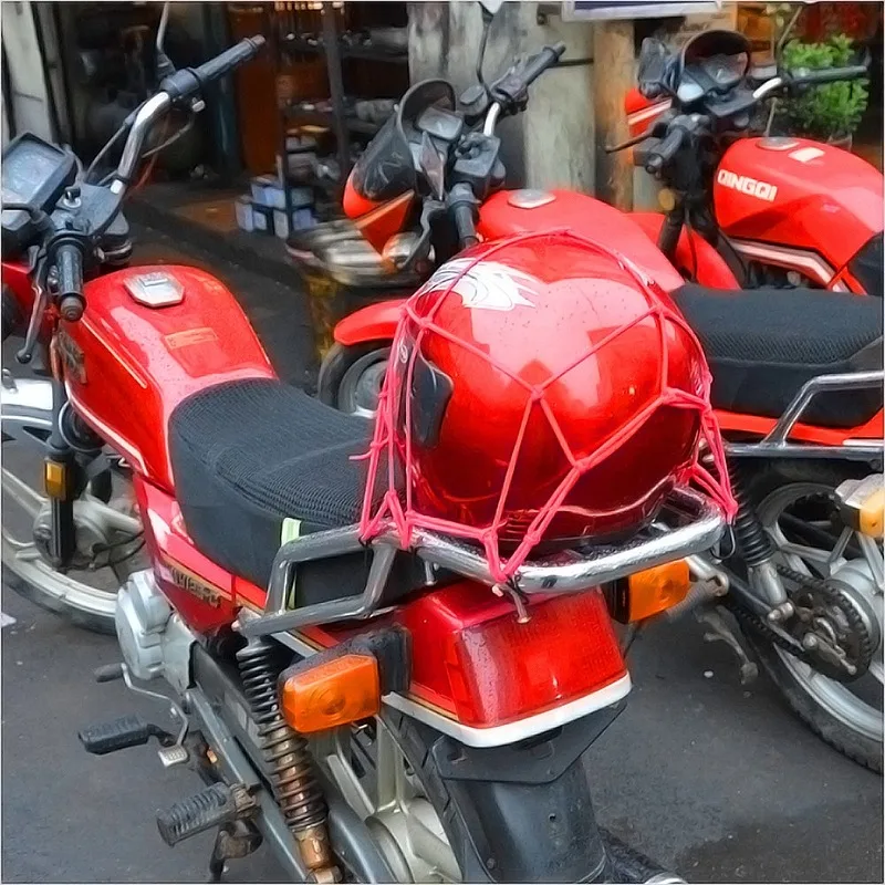 30*30cm Motorcycle Bicycle Cargo Net Helmet Rope Luggage Storage Bag Twine Blue Yellow Red Black Green Motorycle Net Bags Mesh