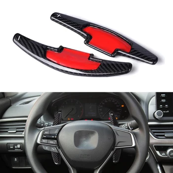 

2pcs Carbon Fiber Steering Wheel Shift Paddle Extension Shifter Black Car Fit For Honda Accord Civic CR-V Pilot Odyssey Insight