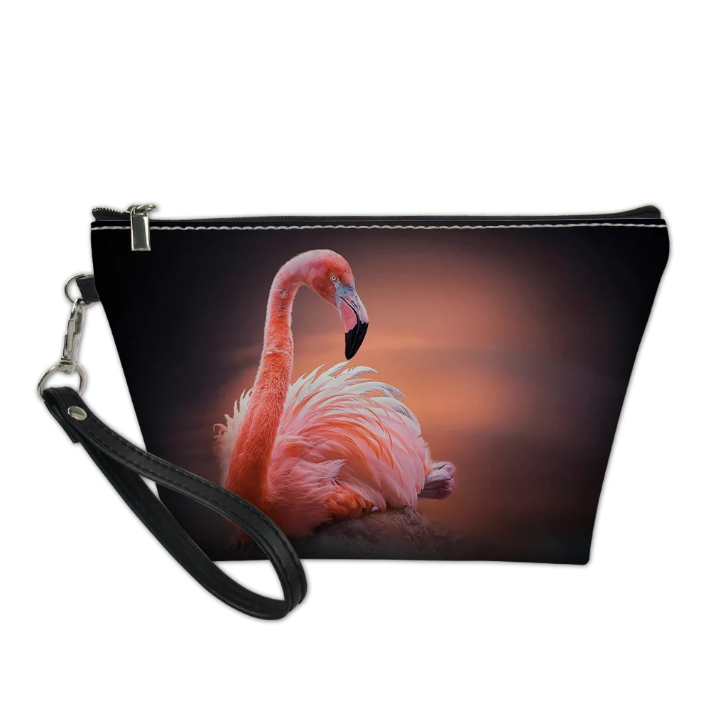 

HaoYun PU Leather Women Beautician Flamingos Print Pattern Comestic Bags Cartoon Animal Travel Toiletry Pockets Lady Beauty Case