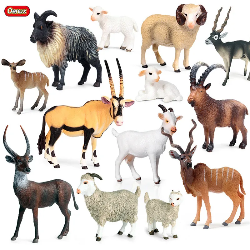 Oenux Simulazione Animali Da Fattoria Action Figures Pollame Pecora Capra Agnello Antelope Modello Pvc Collezione Di Educazione Per Bambini Giocattoli