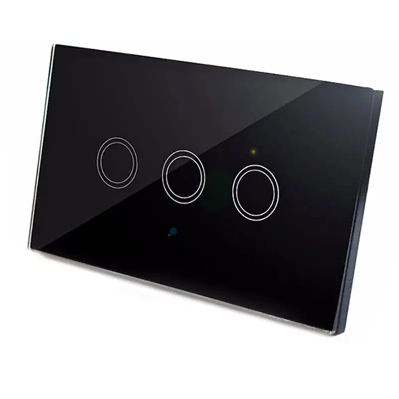 Black 3 button Светодиодный сенсорный выключатель света для лампы нам Стандартный Смарт стеновая панель для дома партии 1/2/3 - Цвет: Black 3 button