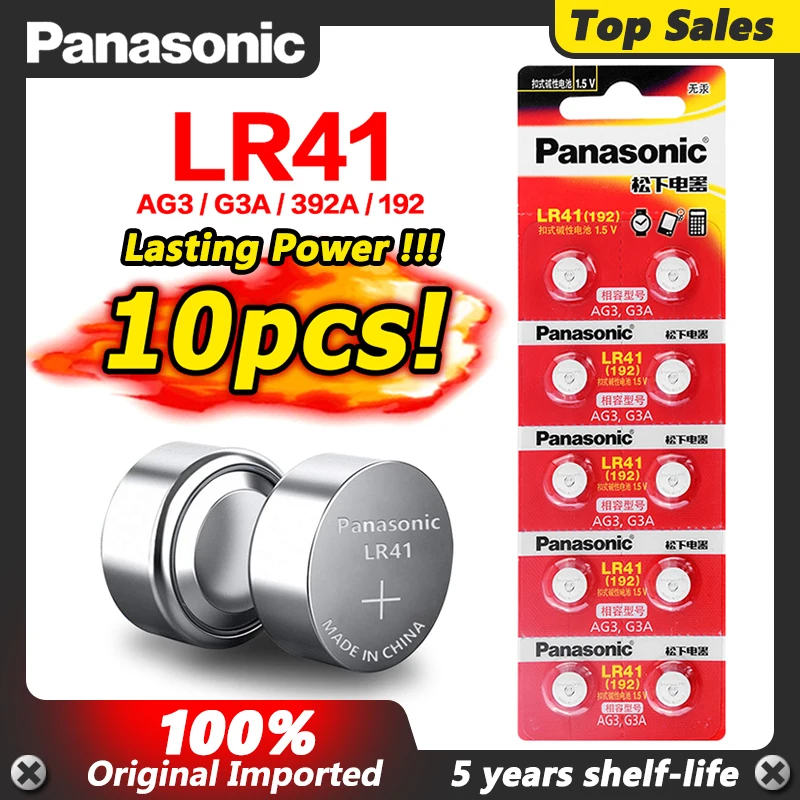10pcs LR41 Button Cell Batteries Panasonic 100% Original SR41 AG3 G3A L736 192 392A Zn/MnO2 1.5V Lithium Coin Batteries - ANKUX Tech Co., Ltd
