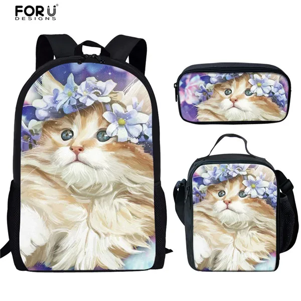 FORUDESIGNS/милые детские школьные сумки с рисунком кота; модные школьные сумки для мальчиков и девочек; сумки на плечо для подростков; Mochila - Цвет: HX668CGK
